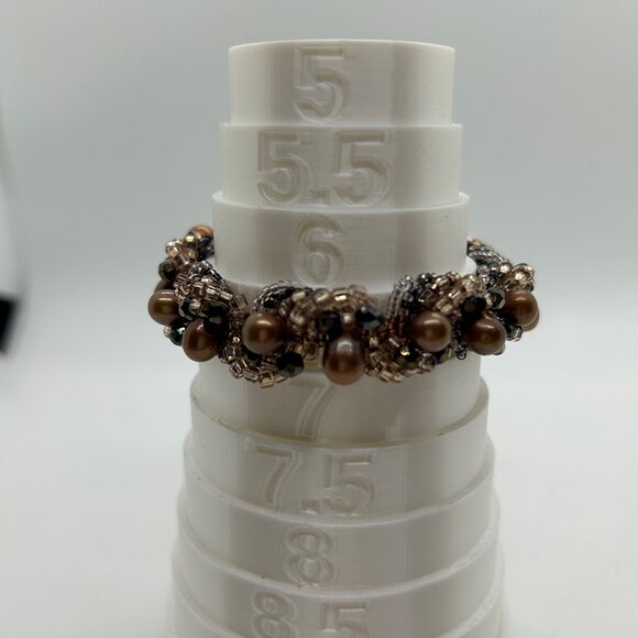 Vintage Woven Beaded Bracelet With Freshwater Pearls & Carnelian Bead Accent - Picture 13 of 14